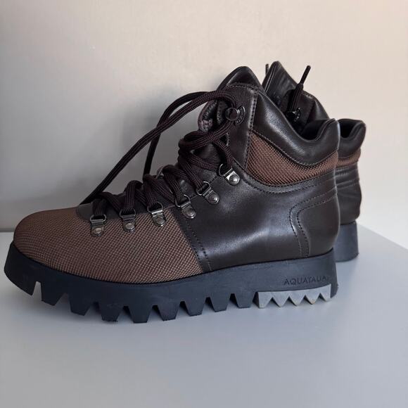 Aquatalia Women's Darya Weatherproof Leather-Trim Hiking Boot Brown Size 9 - Picture 1 of 8